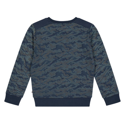 Blue - Back - Farah Childrens-Kids Camo Crew Neck Sweatshirt