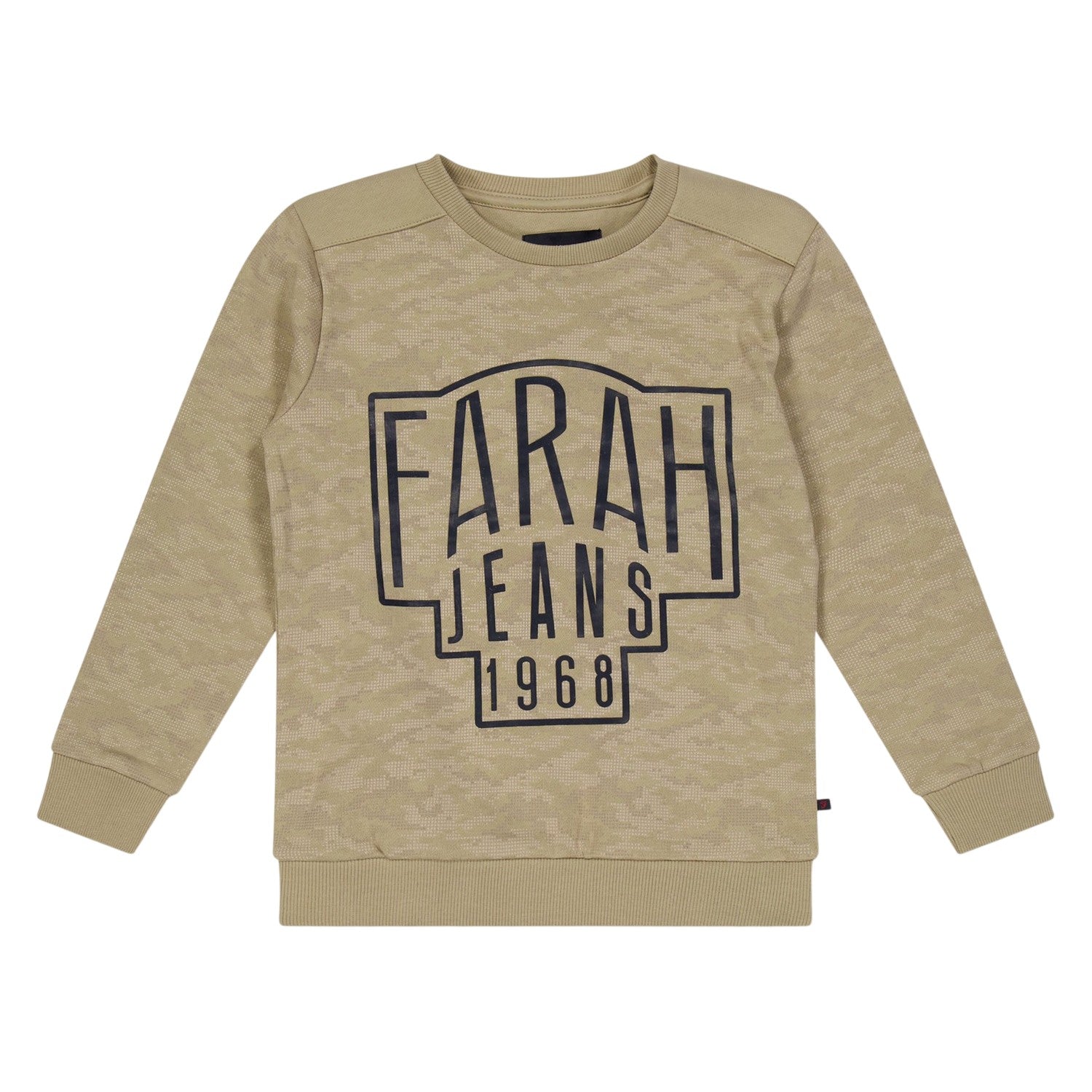 Brown - Front - Farah Childrens-Kids Camo Crew Neck Sweatshirt