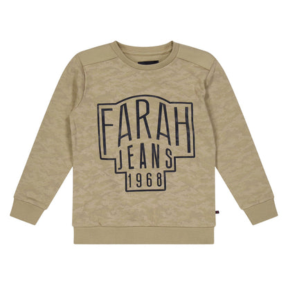 Brown - Front - Farah Childrens-Kids Camo Crew Neck Sweatshirt