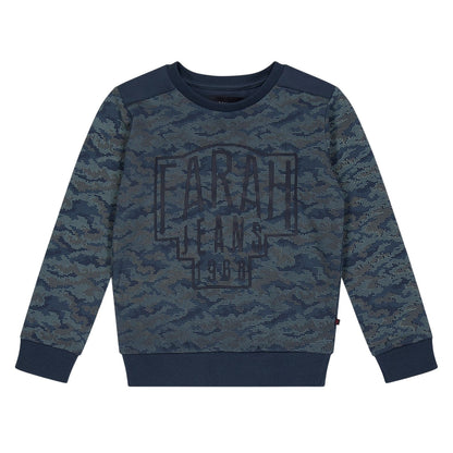 Blue - Front - Farah Childrens-Kids Camo Crew Neck Sweatshirt