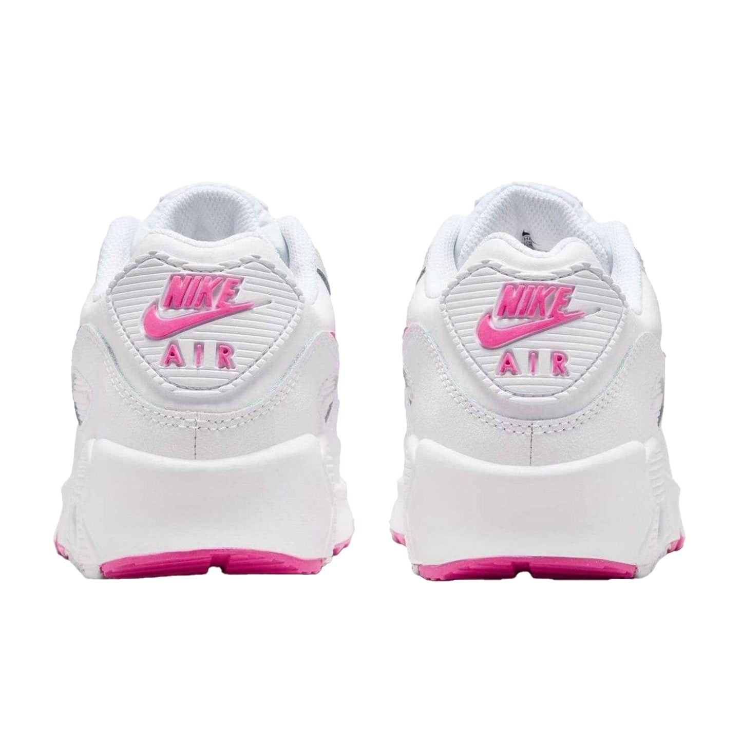 White-Pink - Back - Nike Childrens-Kids Air Max 90 Leather Trainers
