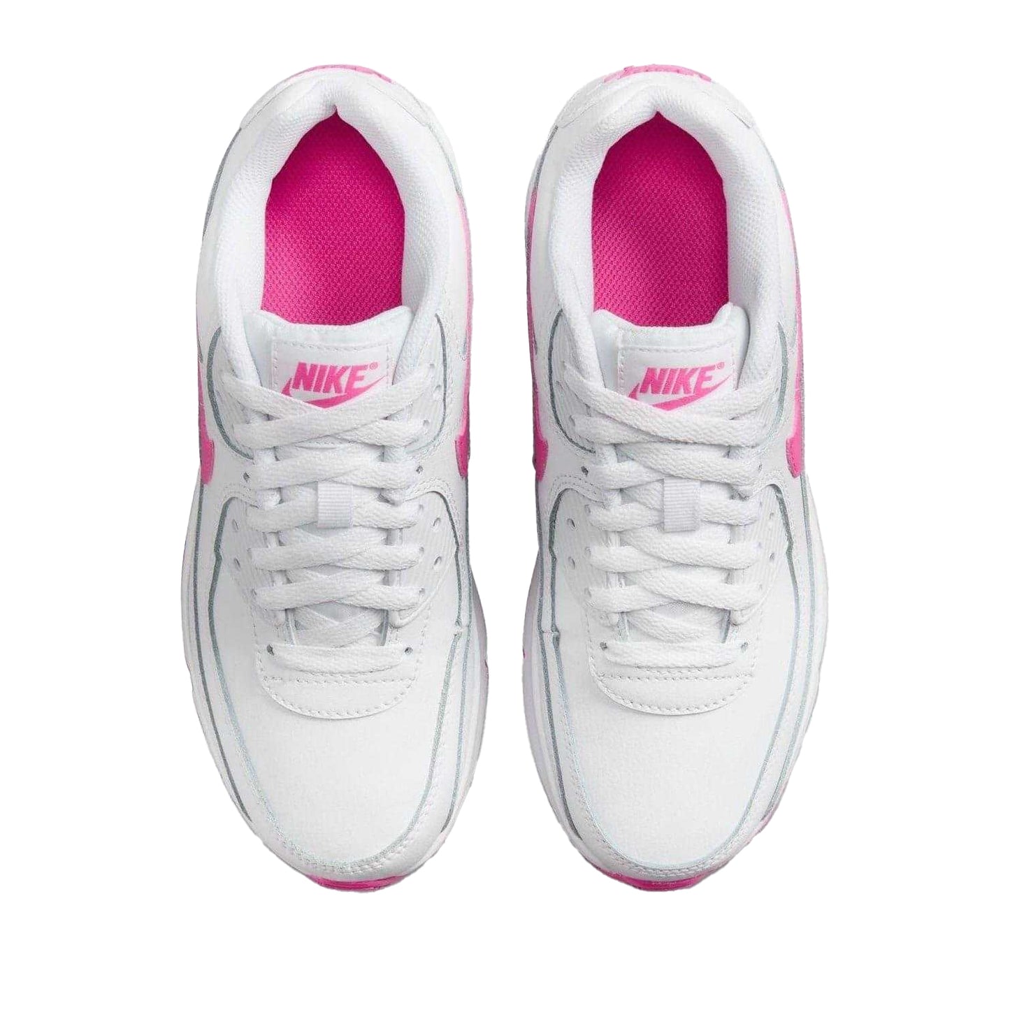 White-Pink - Lifestyle - Nike Childrens-Kids Air Max 90 Leather Trainers