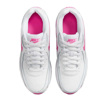 White-Pink - Lifestyle - Nike Childrens-Kids Air Max 90 Leather Trainers