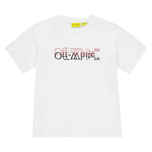 White - Front - Off White Childrens-Kids Layered Logo Cotton T-Shirt