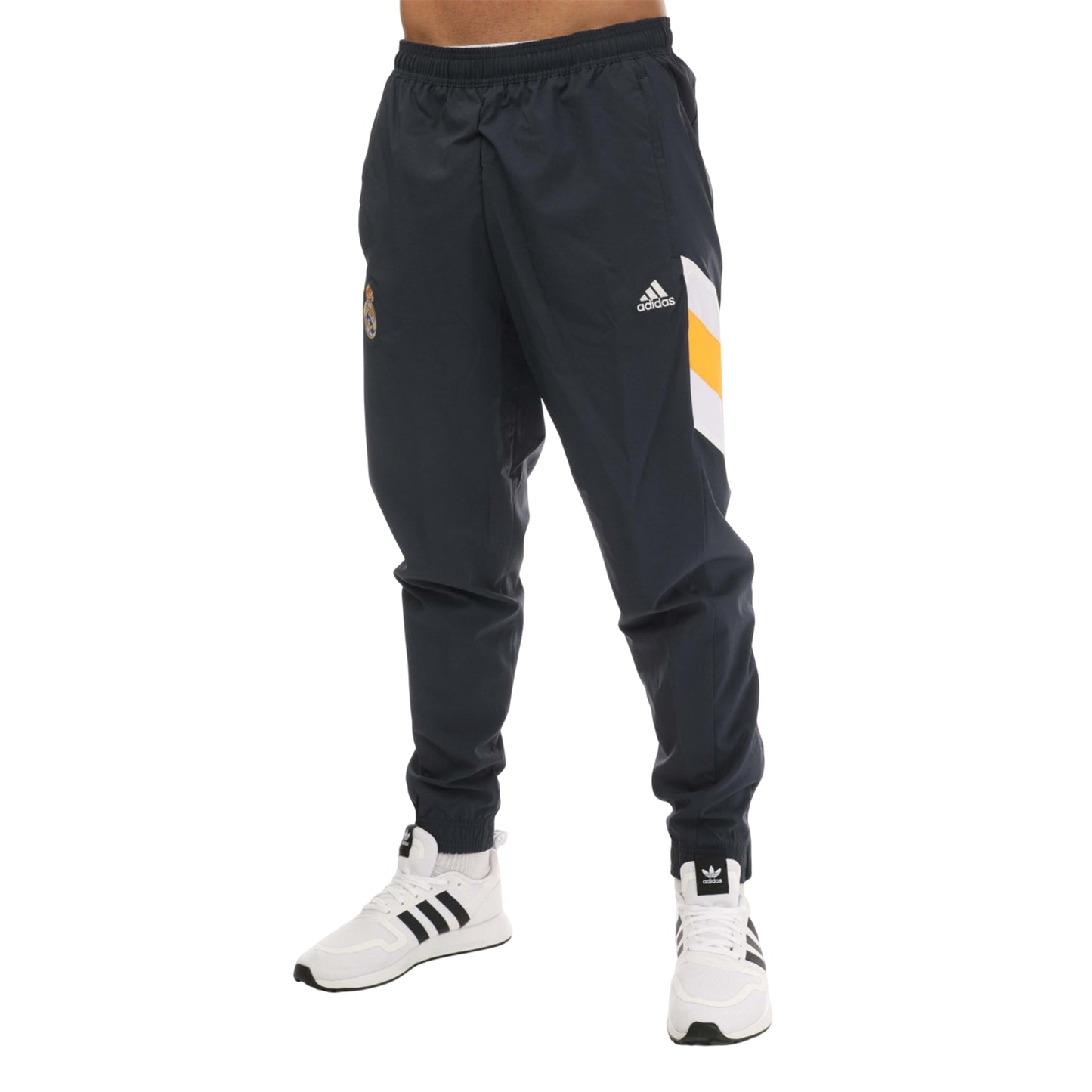 Navy - Side - Adidas Mens 2022-23 Woven Real Madrid CF Jogging Bottoms