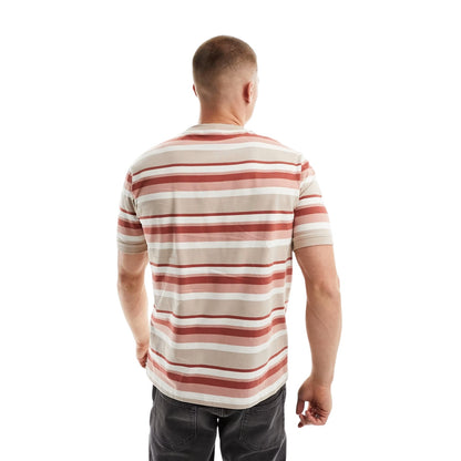 Pink-White - Back - Hugo Mens Diragolino Striped Logo Oversized T-Shirt