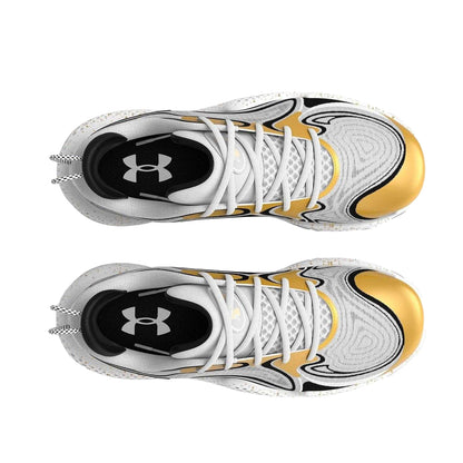 White - Side - Under Armour Mens Spawn 6 Leather Basketball Basketball Shoes