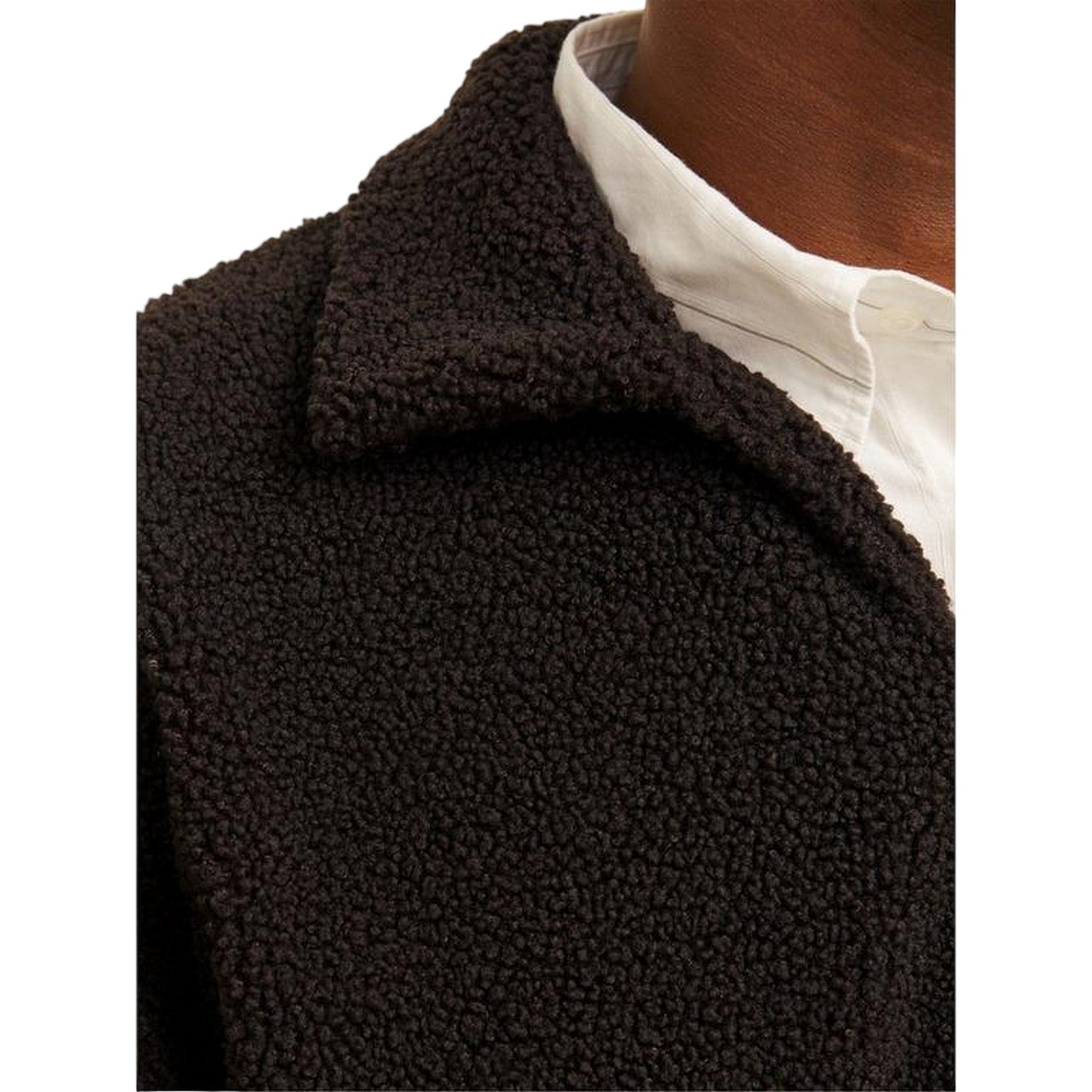 Chocolate - Side - Jack And Jones Mens Teddy Fleece Long-Sleeved Sweatshirt