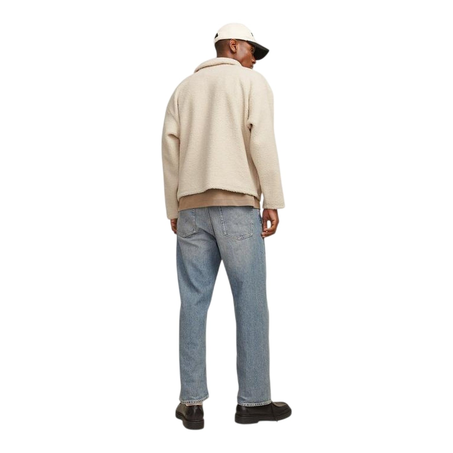 Oatmeal - Back - Jack And Jones Mens Teddy Fleece Long-Sleeved Sweatshirt