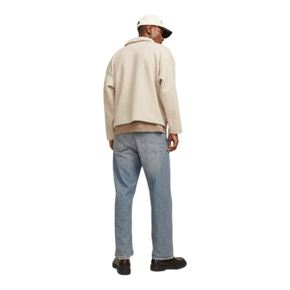 Oatmeal - Back - Jack And Jones Mens Teddy Fleece Long-Sleeved Sweatshirt