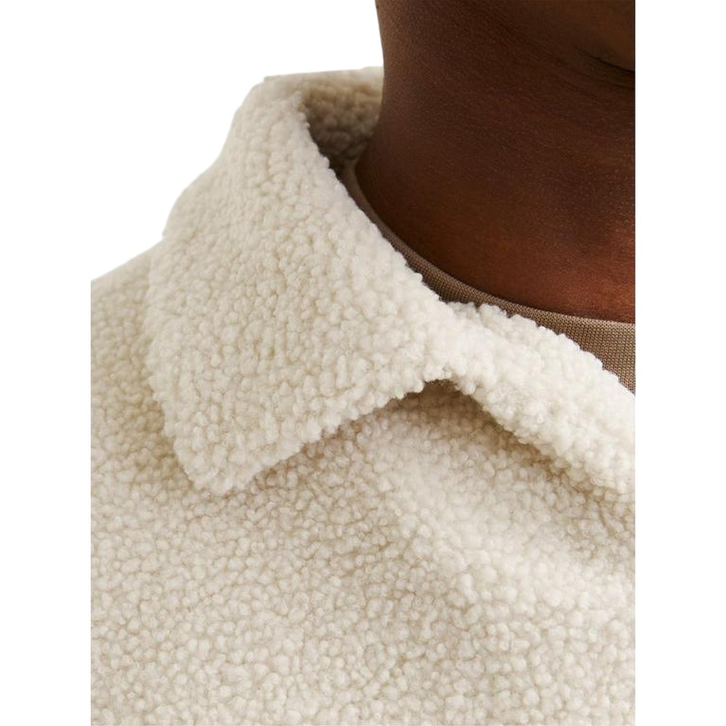 Oatmeal - Side - Jack And Jones Mens Teddy Fleece Long-Sleeved Sweatshirt