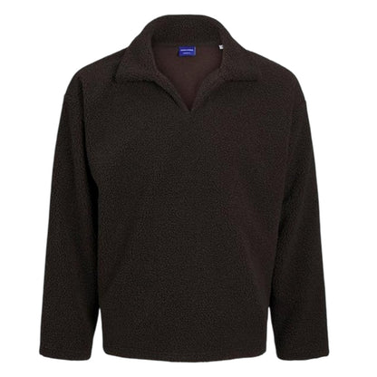 Chocolate - Front - Jack And Jones Mens Teddy Fleece Long-Sleeved Sweatshirt