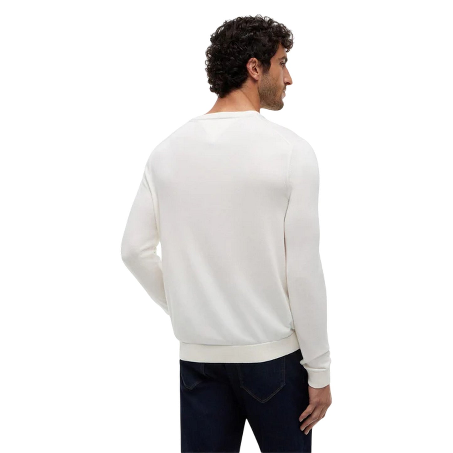 Ivory - Back - Tommy Hilfiger Mens Organic Cotton Crew Neck Jumper