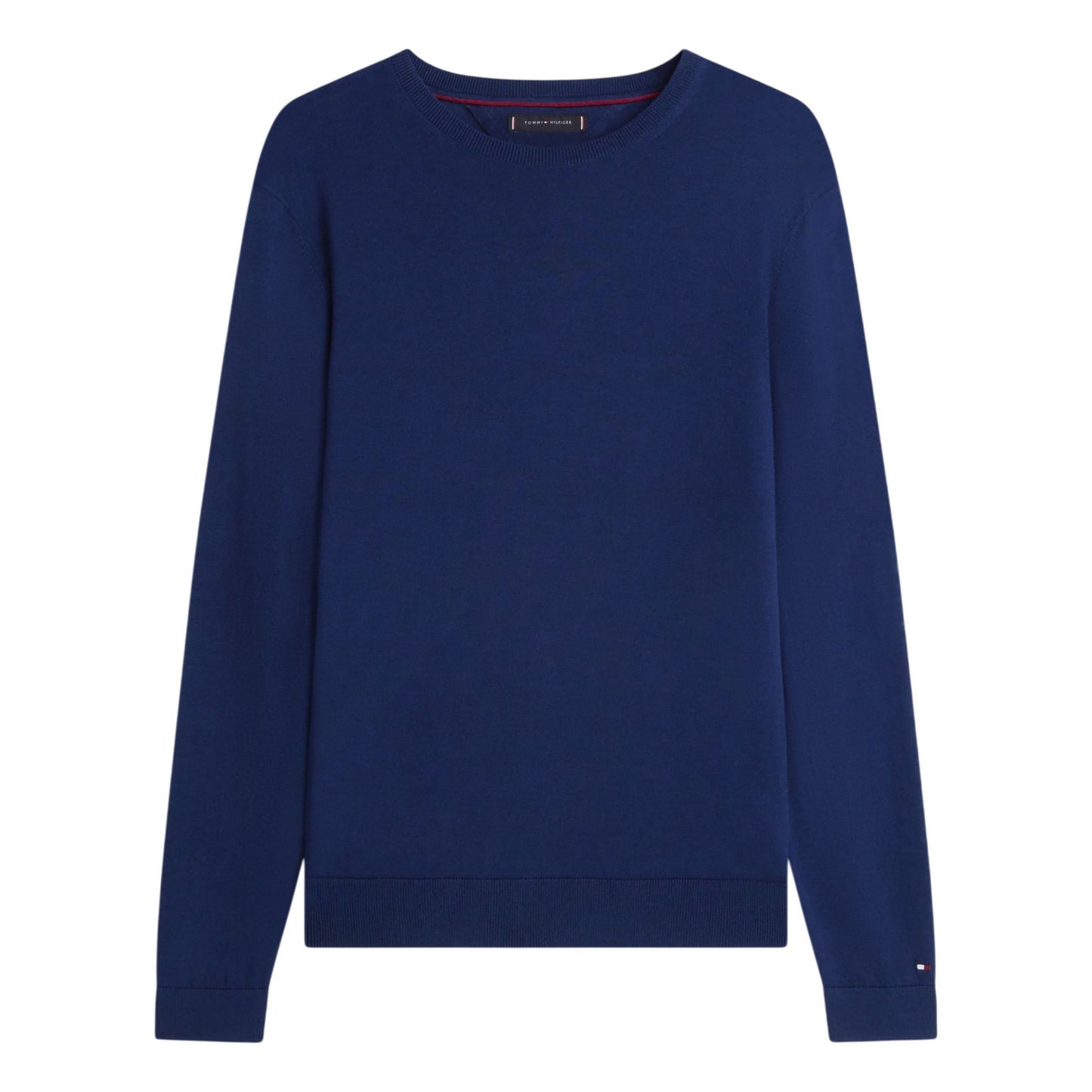 Navy - Front - Tommy Hilfiger Mens Organic Cotton Crew Neck Jumper