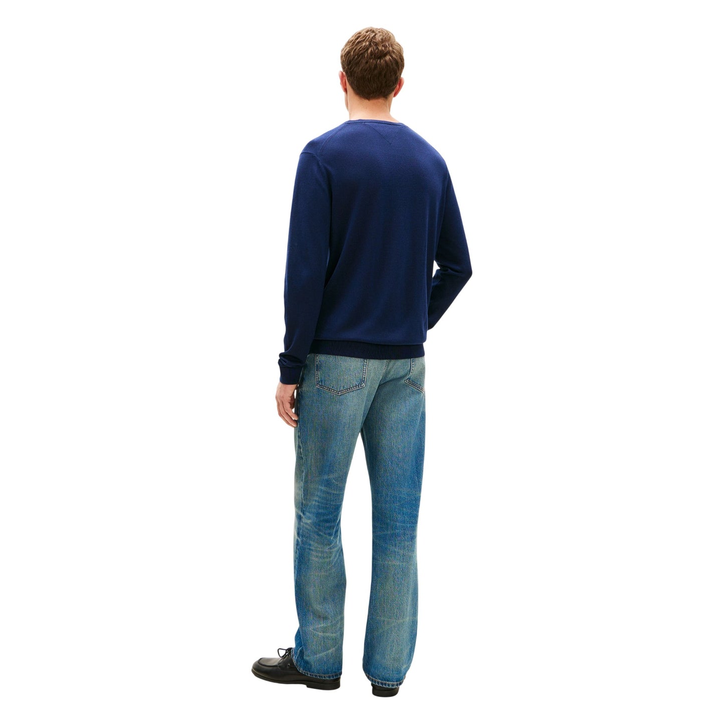 Navy - Back - Tommy Hilfiger Mens Organic Cotton Crew Neck Jumper