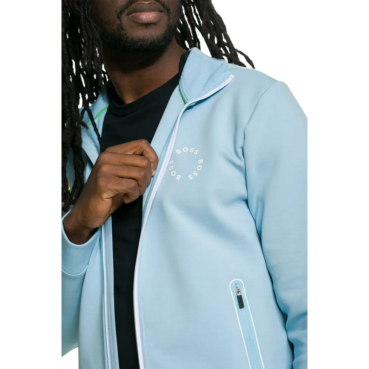 Pastel Blue - Side - Boss Mens Skaz Logo Regular Sweatshirt