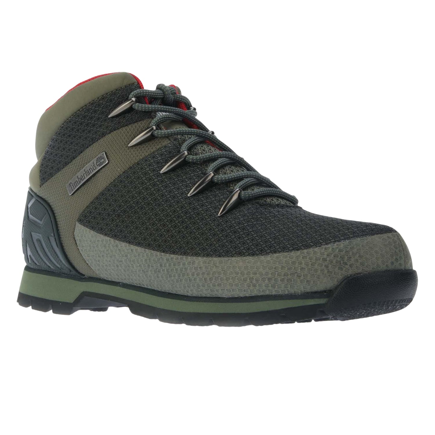 Green - Front - Timberland Mens Euro Sprint Leather Mid Cut Waterproof Hiking Boots
