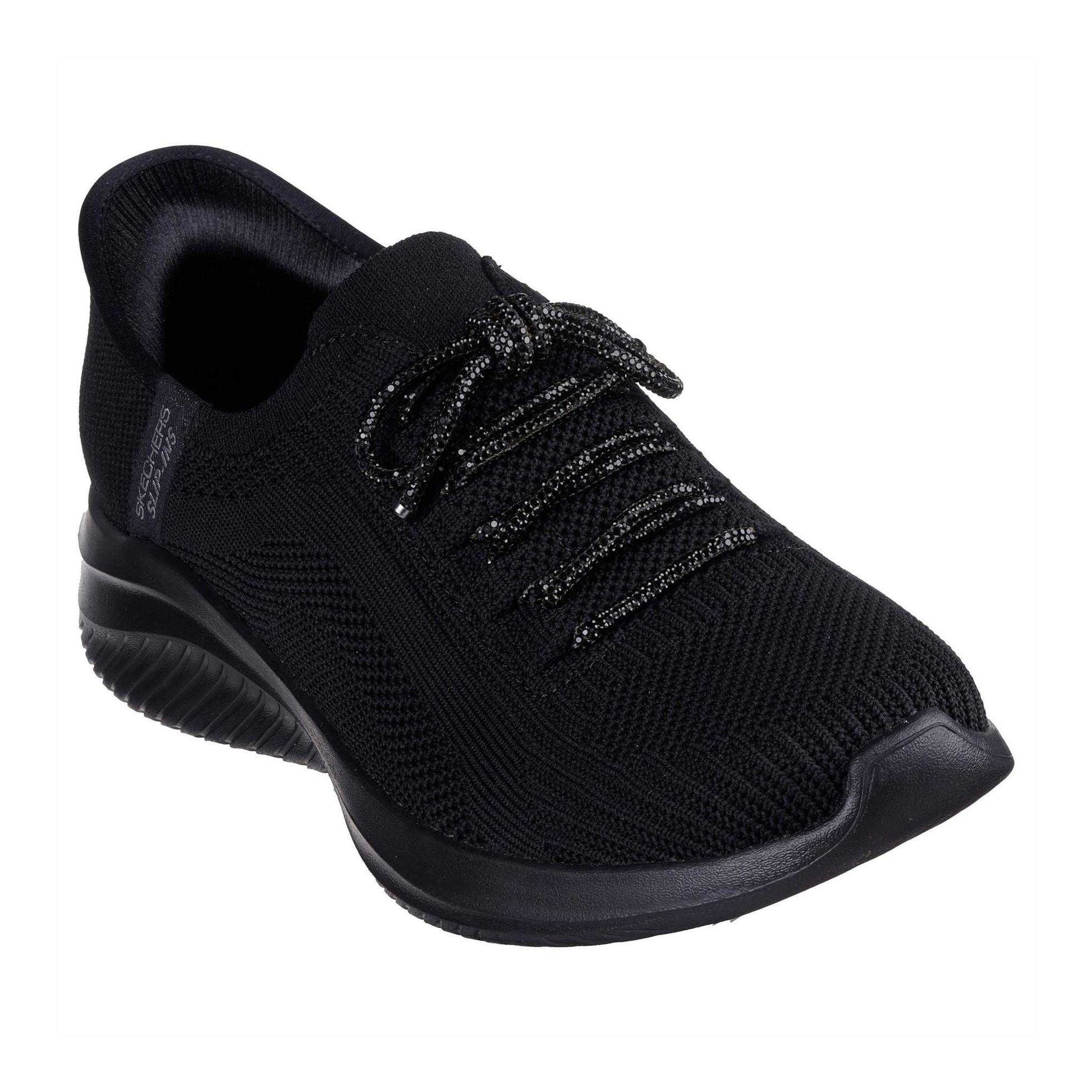 Black - Pack Shot - Skechers Womens-Ladies Ultra Flex 3.0 Flat Trainers