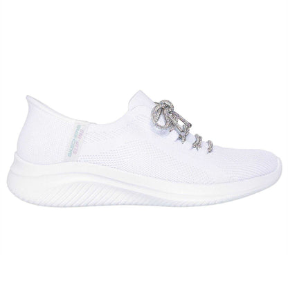 White - Front - Skechers Womens-Ladies Ultra Flex 3.0 Flat Trainers