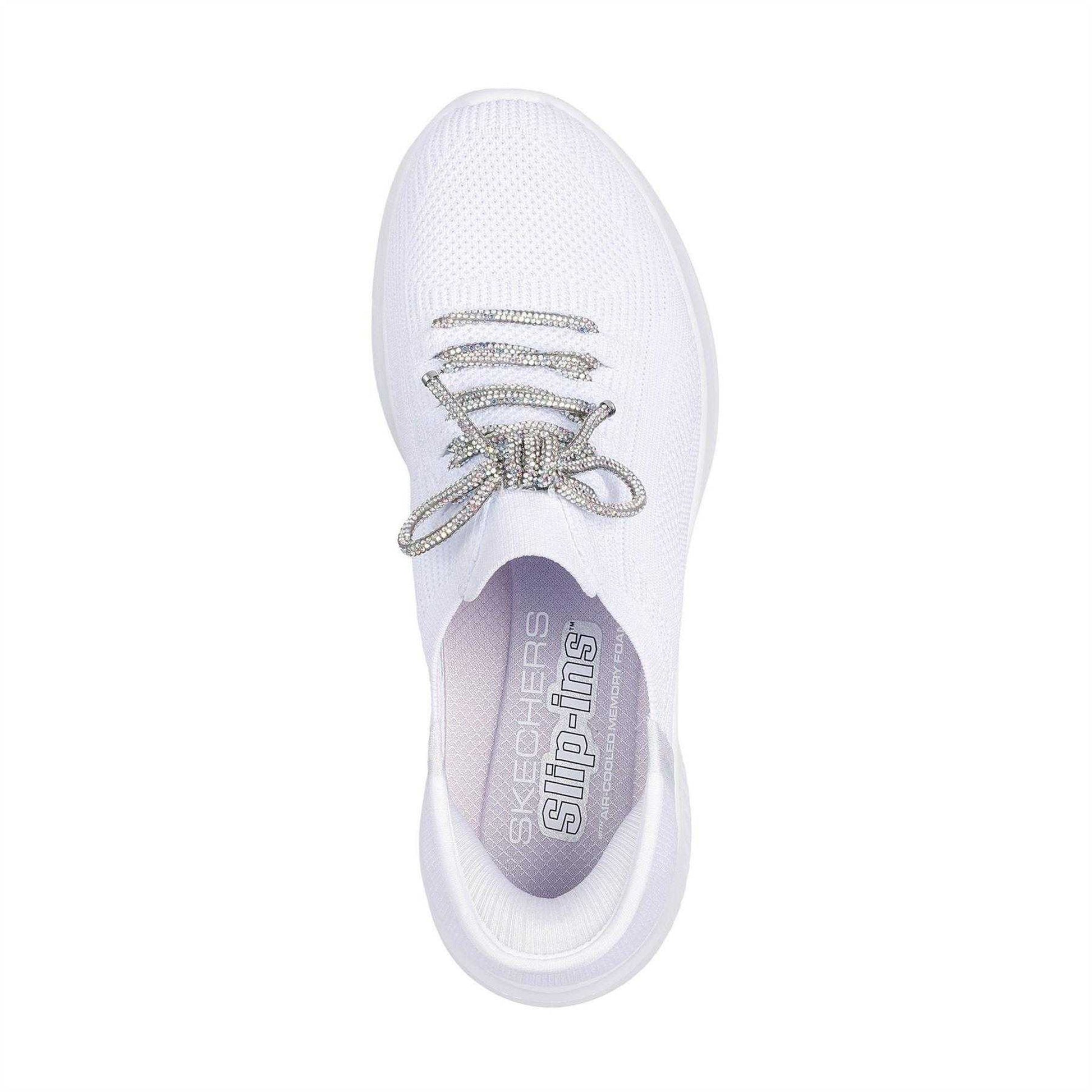 White - Side - Skechers Womens-Ladies Ultra Flex 3.0 Flat Trainers