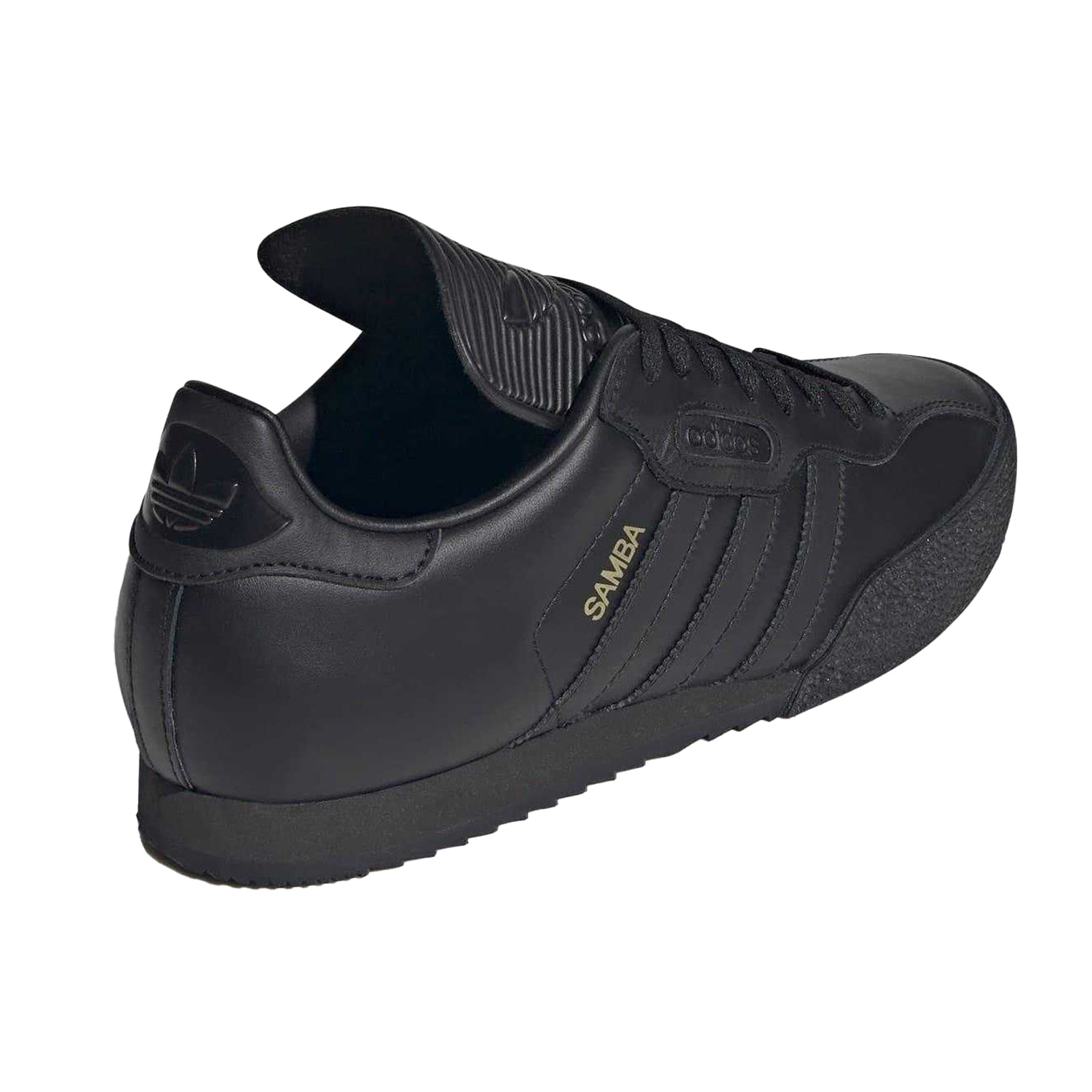 Black-Gold - Back - Adidas Childrens-Kids Samba Super Leather Trainers