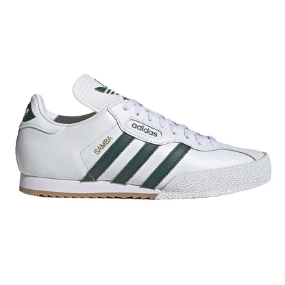 White-Green - Front - Adidas Childrens-Kids Samba Super Leather Trainers