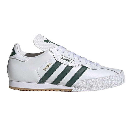 White-Green - Front - Adidas Childrens-Kids Samba Super Leather Trainers