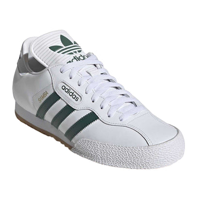 White-Green - Pack Shot - Adidas Childrens-Kids Samba Super Leather Trainers
