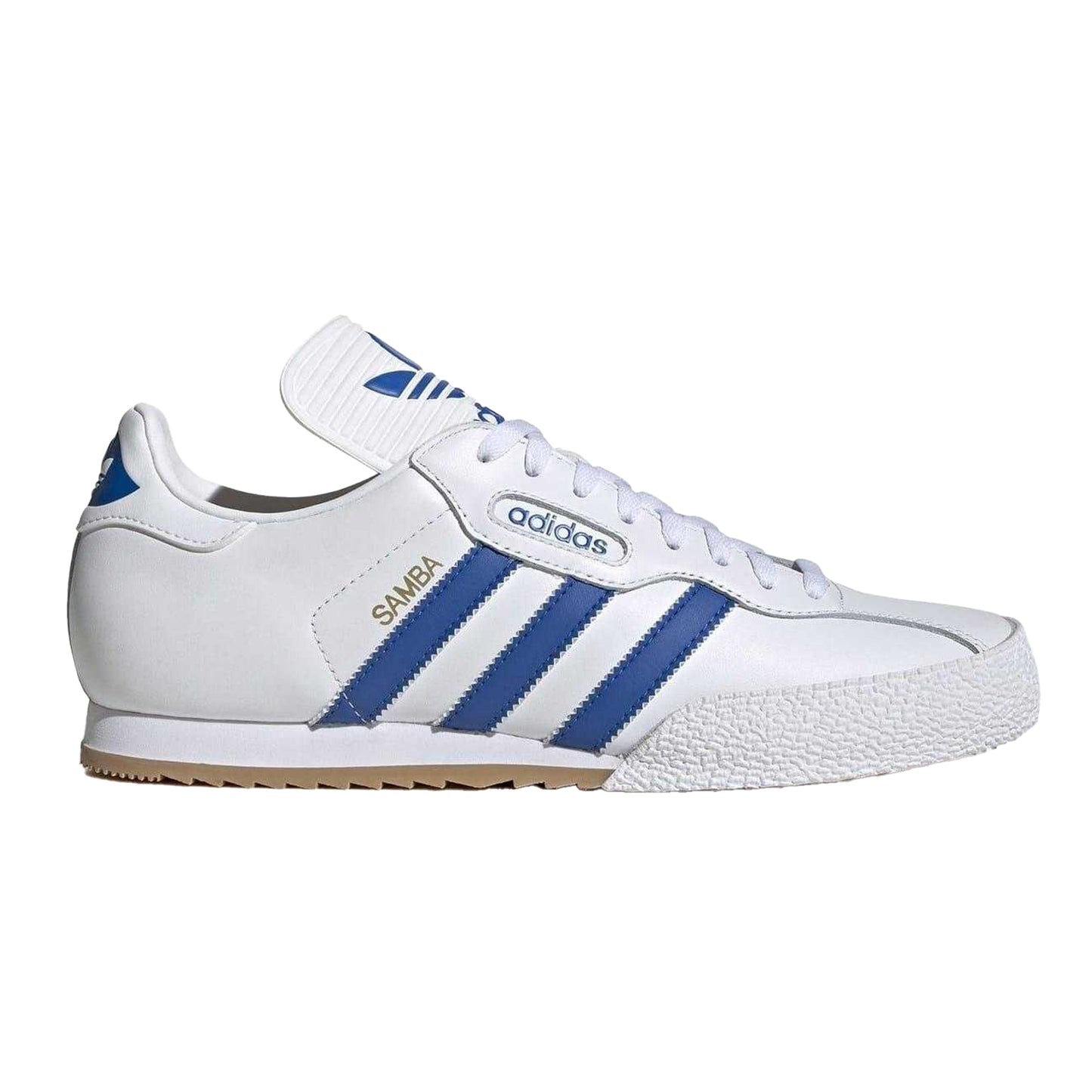 White-Blue - Front - Adidas Childrens-Kids Samba Super Leather Trainers