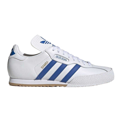 White-Blue - Front - Adidas Childrens-Kids Samba Super Leather Trainers