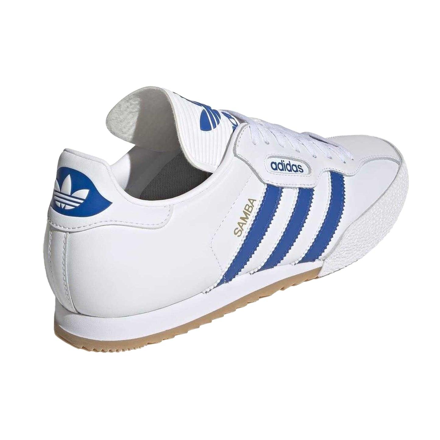 White-Blue - Back - Adidas Childrens-Kids Samba Super Leather Trainers