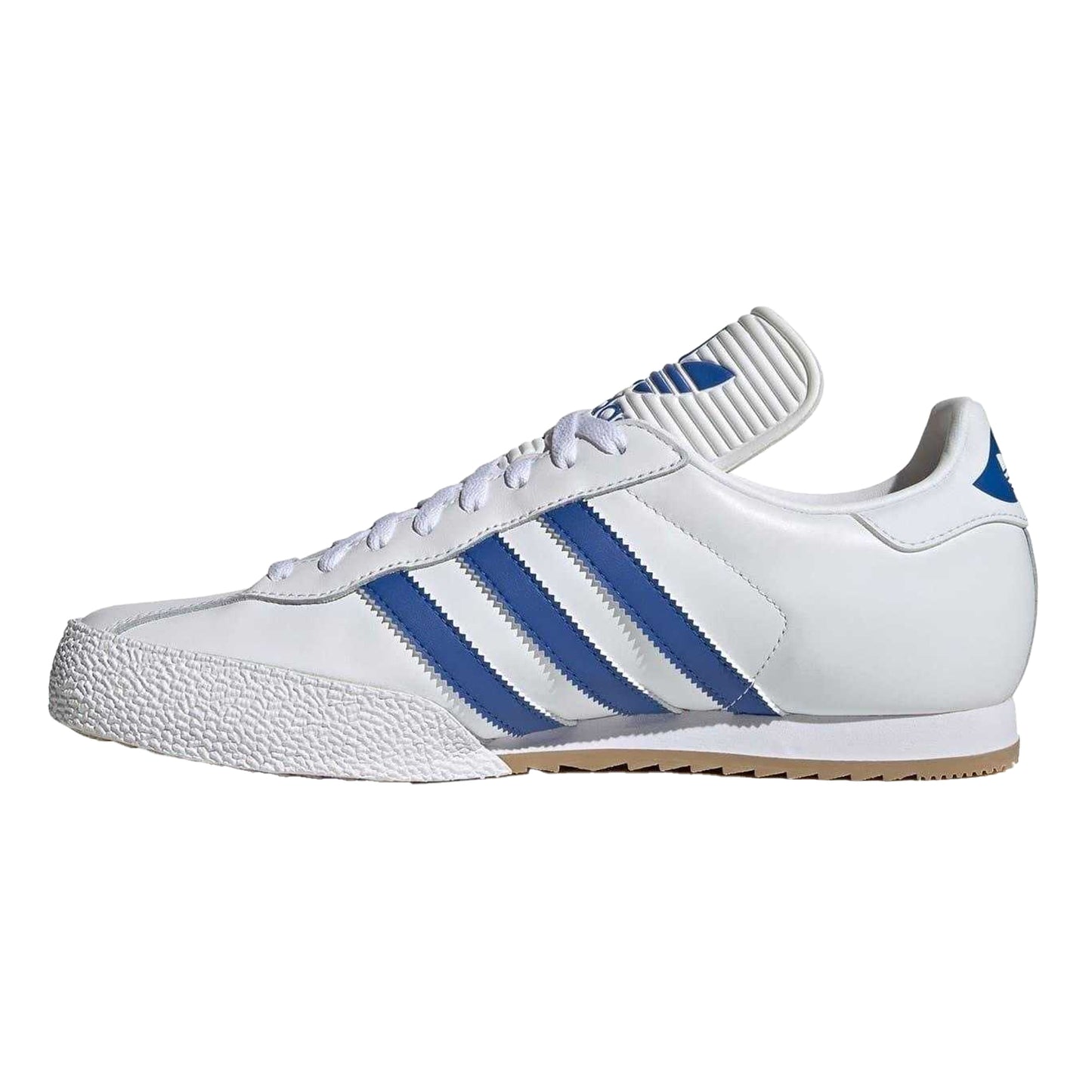 White-Blue - Side - Adidas Childrens-Kids Samba Super Leather Trainers
