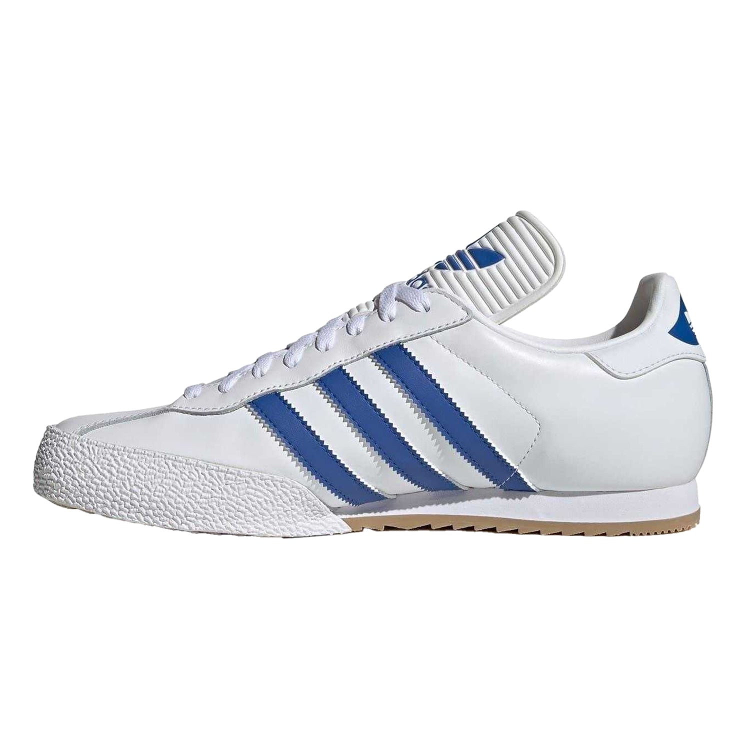 White-Blue - Side - Adidas Childrens-Kids Samba Super Leather Trainers