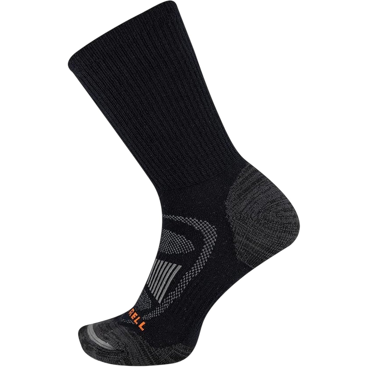 Black - Back - Merrell Mens Zoned Hiking Crew Socks