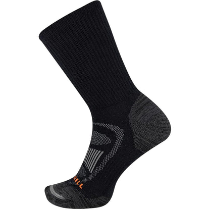 Black - Back - Merrell Mens Zoned Hiking Crew Socks
