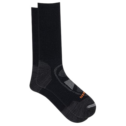 Black - Side - Merrell Mens Zoned Hiking Crew Socks