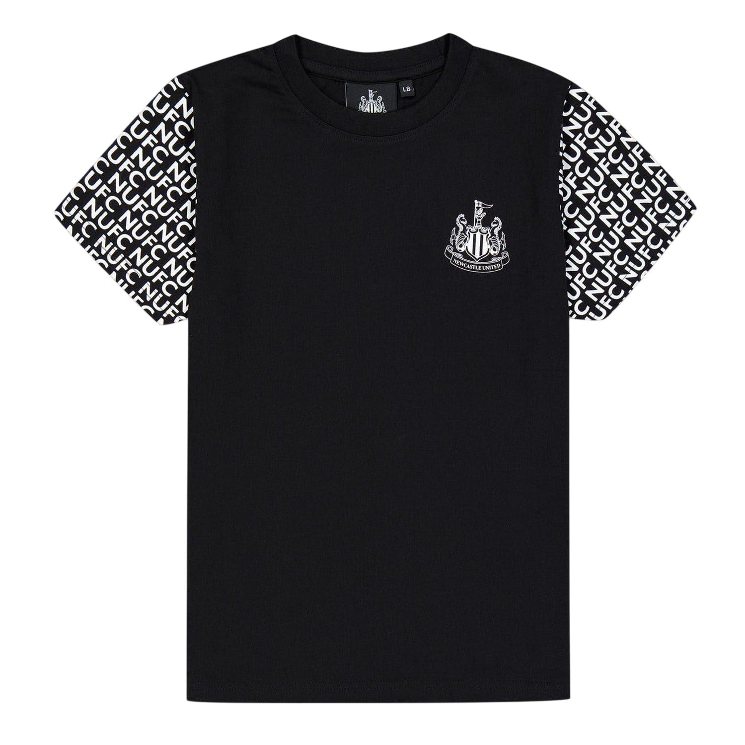 Black - Front - Source Lab Childrens-Kids Newcastle United FC Sleeve Detail T-Shirt