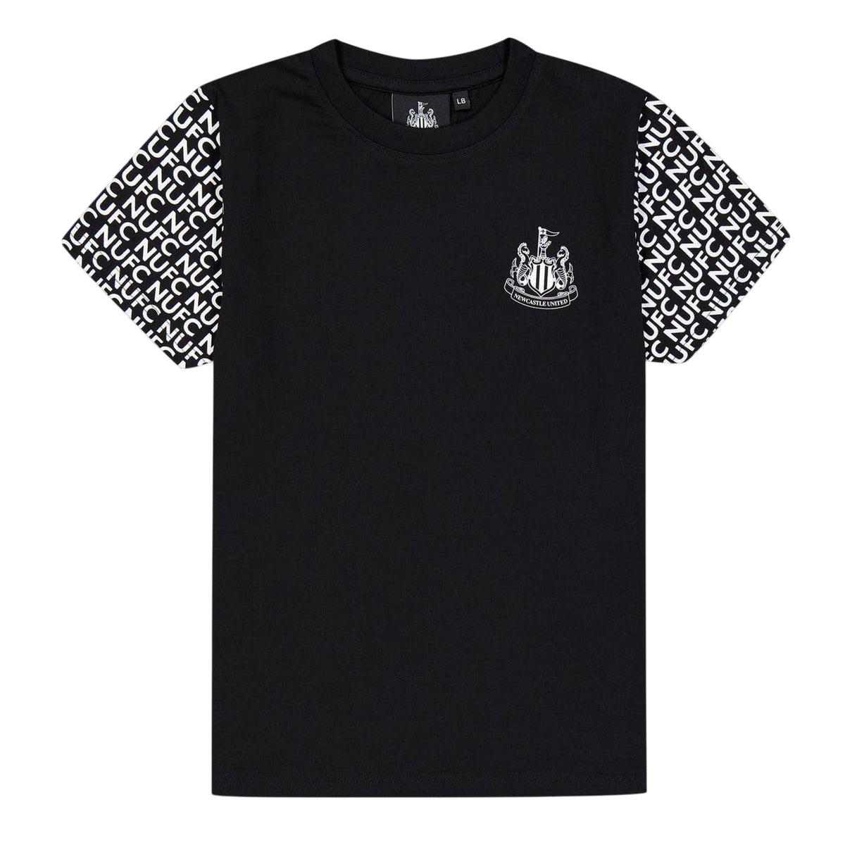 Black - Front - Source Lab Childrens-Kids Newcastle United FC Sleeve Detail T-Shirt