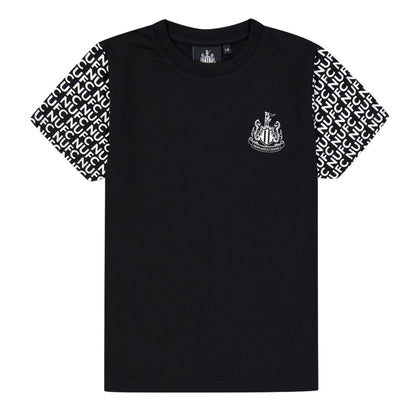 Black - Front - Source Lab Childrens-Kids Newcastle United FC Sleeve Detail T-Shirt