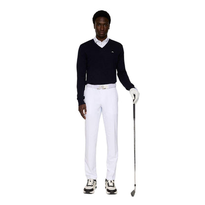 Navy - Lifestyle - J.Lindeberg Mens Lymn Embroidered Logo Knitted V Neck Sweatshirt