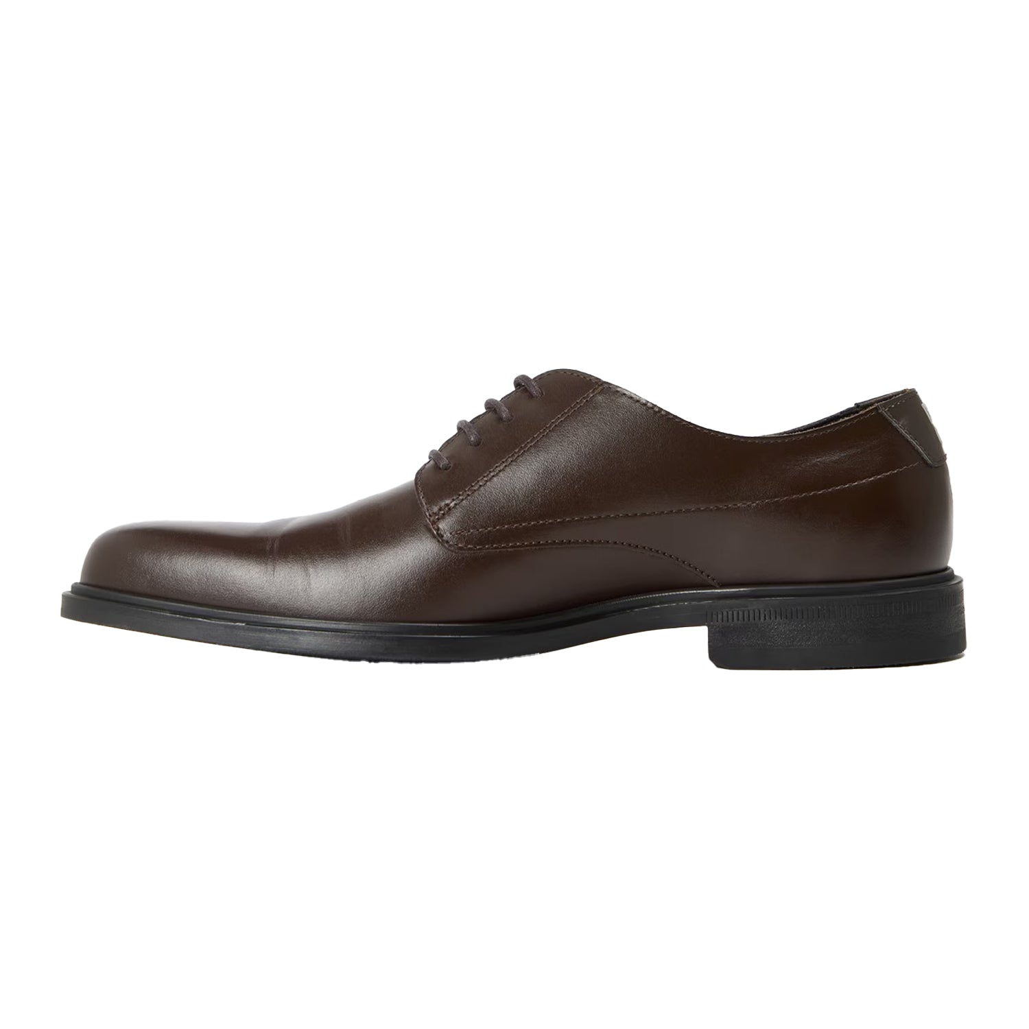 Dark Brown - Back - Hugo Boss Mens Kerr Leather Derby Shoes