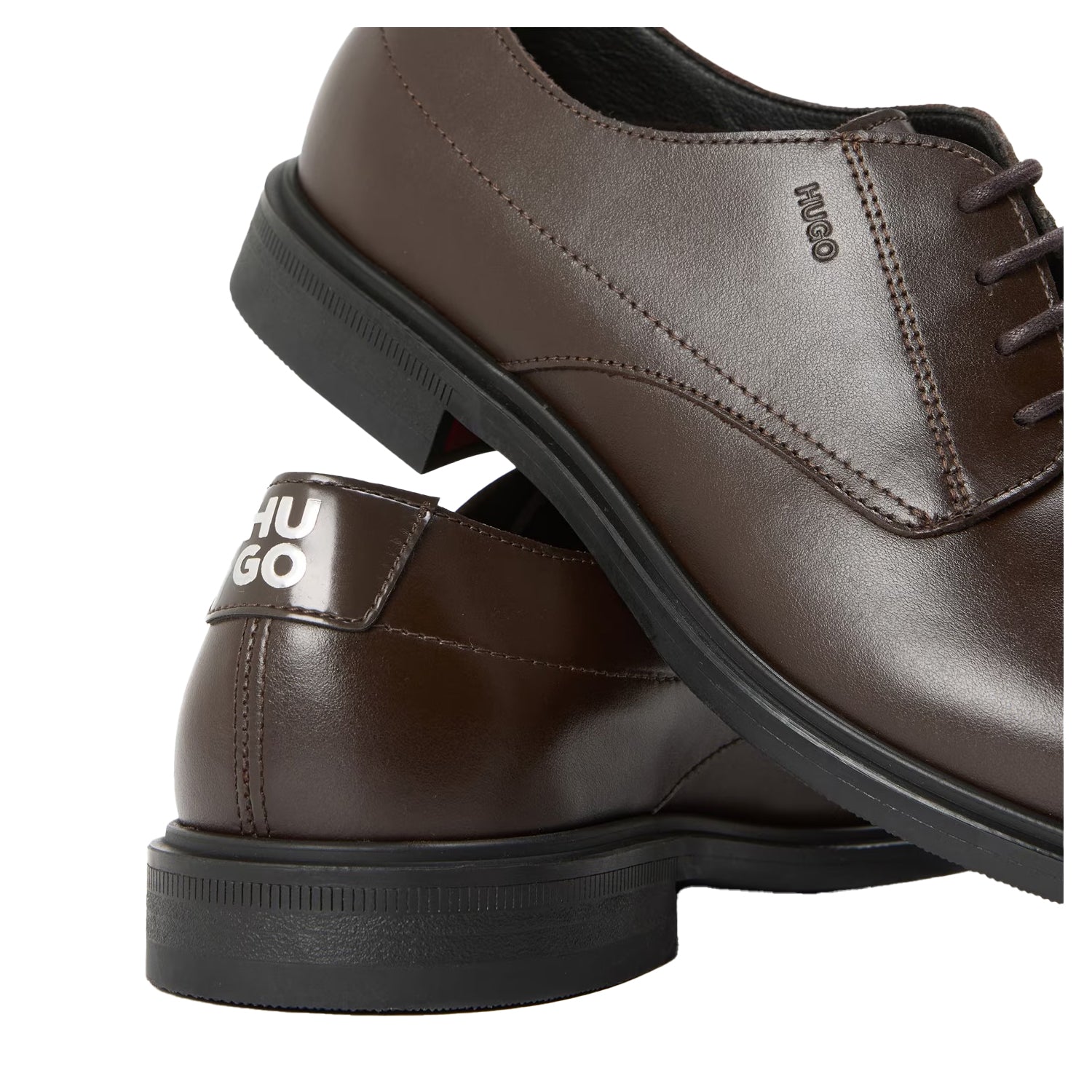 Dark Brown - Lifestyle - Hugo Boss Mens Kerr Leather Derby Shoes