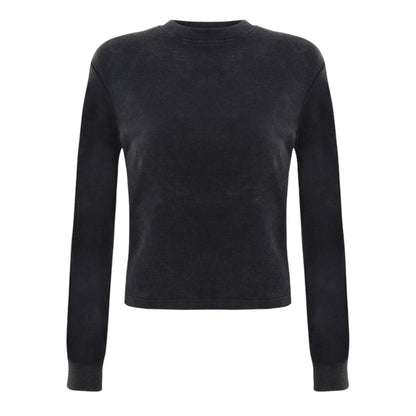 Grey - Front - I Saw It First Womens-Ladies Ribbed Long-Sleeved Top