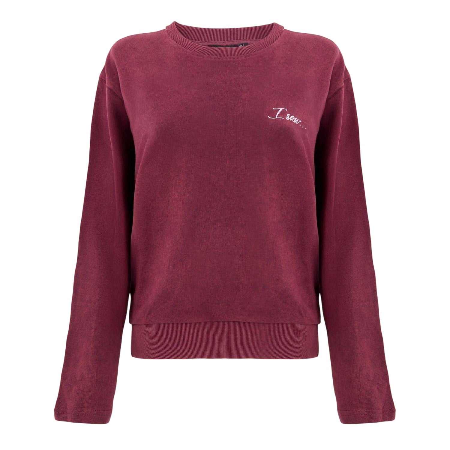 Burgundy - Front - I Saw It First Womens-Ladies Side Stripe Sweatshirt