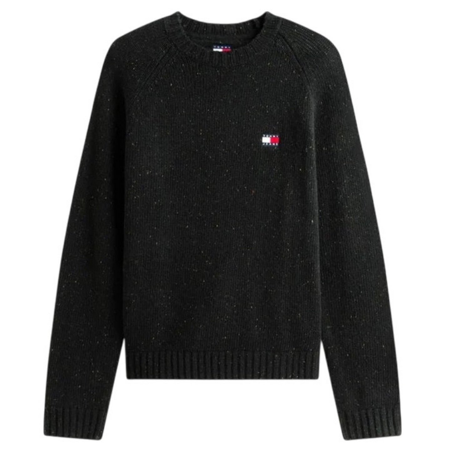 Black - Front - Tommy Jeans Mens Badge Knitted Crew Neck Sweatshirt