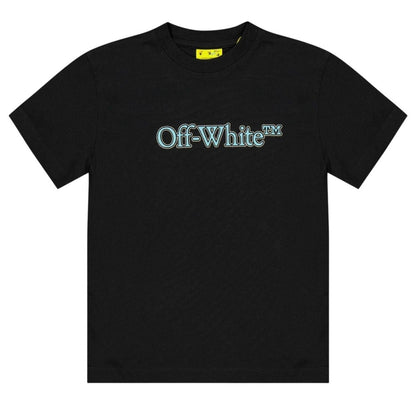 Black-Blue - Front - Off White Childrens-Kids Big Bookish Cotton T-Shirt