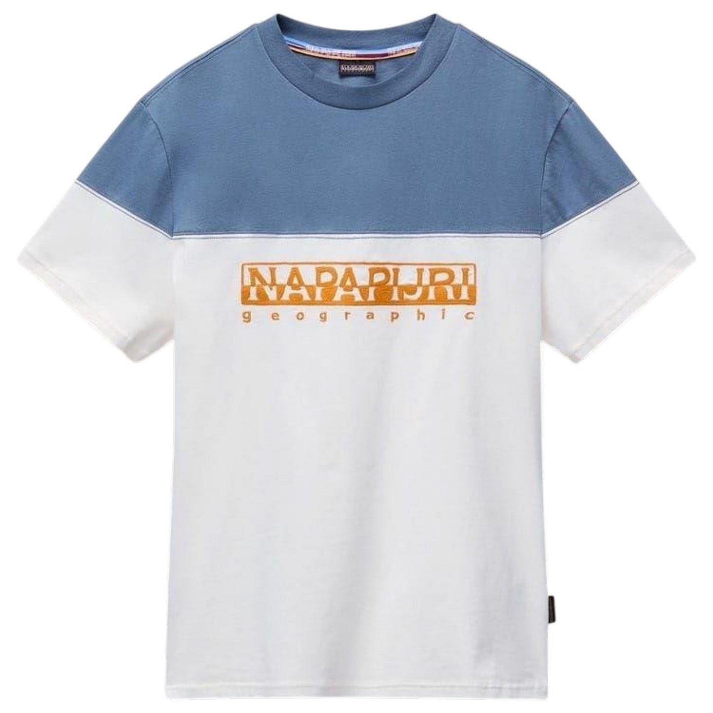 White-Blue - Front - Napapijri Mens Saturnia Geographic Crew Neck T-Shirt