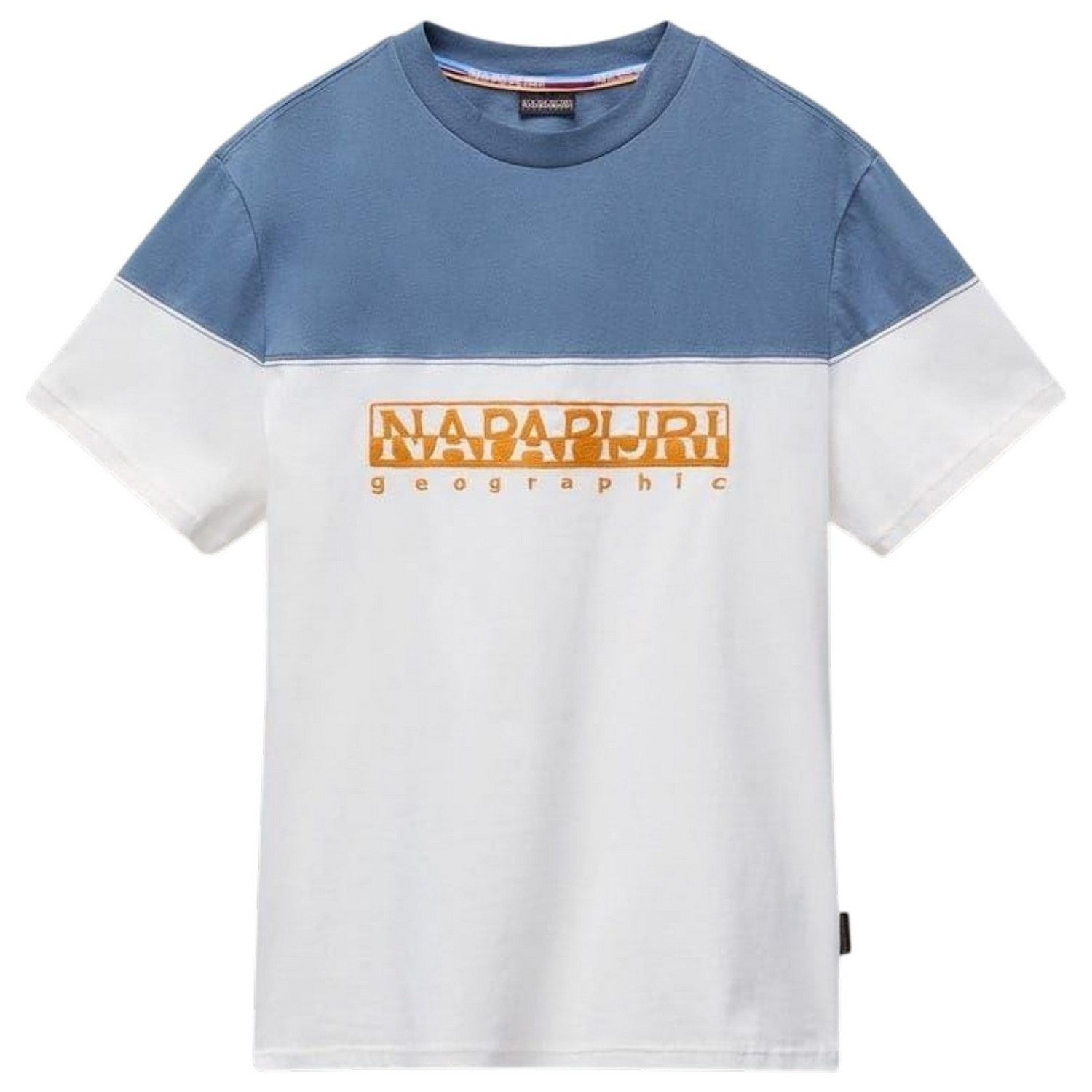White-Blue - Front - Napapijri Mens Saturnia Geographic Crew Neck T-Shirt
