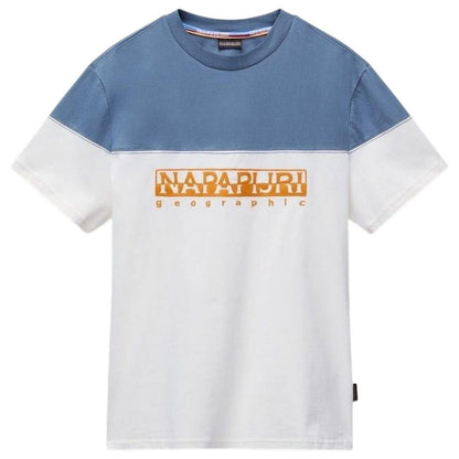 White-Blue - Front - Napapijri Mens Saturnia Geographic Crew Neck T-Shirt