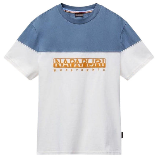 White-Blue - Front - Napapijri Mens Saturnia Geographic Crew Neck T-Shirt